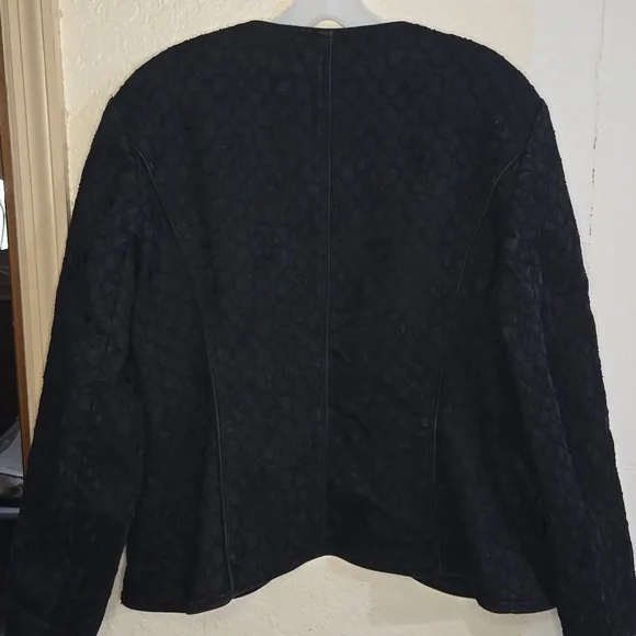 Vintage ANNE KLEIN Black Denim Embroidered Jacket Size 12 - Picture 5 of 5